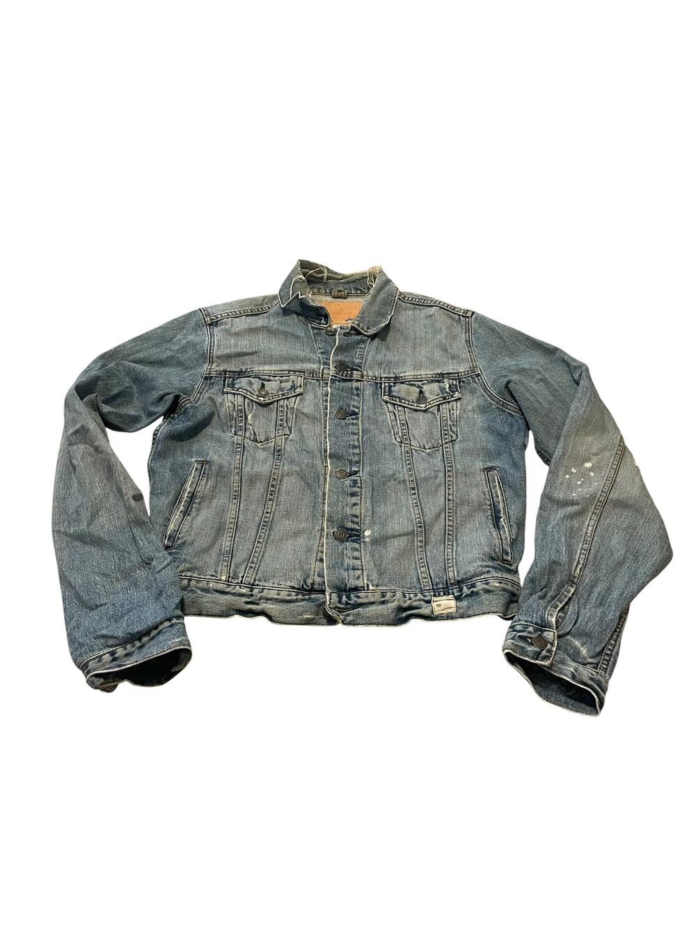 Abercrombie & Fitch Y2K Vintage Distressed Denim Jean Jacket Blue Size LARGE